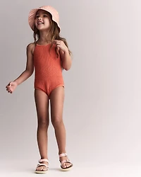 Toddler Girl Maillot une pièce à smocks - Orange