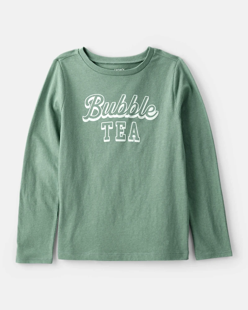 Girls Bubble Tea Long-Sleeve Graphic Tee - Green