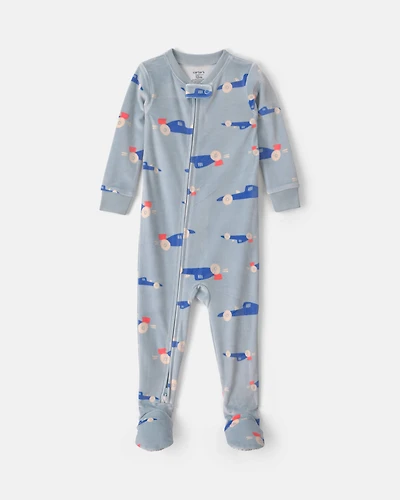 Toddler Boy 1-Piece Cars DreamPlush Snug Fit Footed Pyjama - Blue