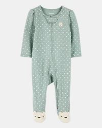 Baby Girl Polka Dot 2-Way Zip Cotton Sleeper pyjamas