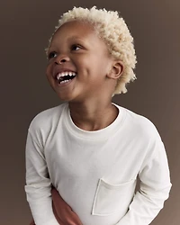 Toddler Long-Sleeve Pocket Relaxed Graphic Tee with Shapes - Cream