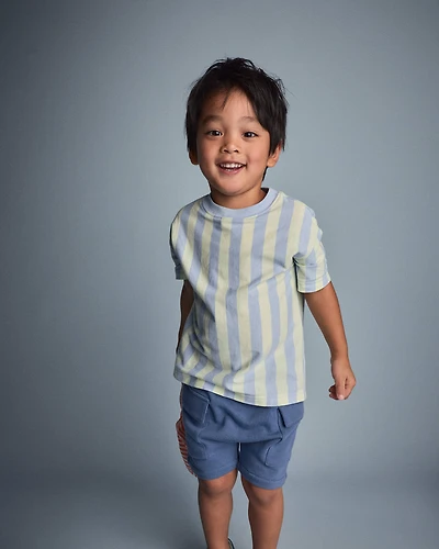 Toddler Boy Relaxed Tee Stripes - Blue/Yellow
