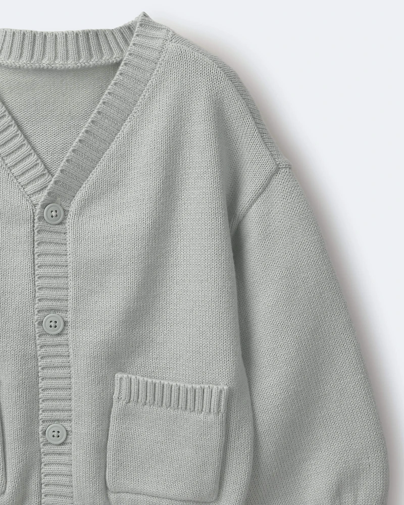 Toddler Girl Cardigan with Avenue Pockets - Light Blue