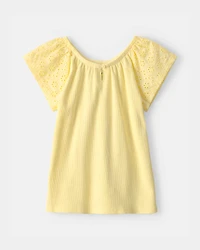 Girls Eyelet Top - Yellow