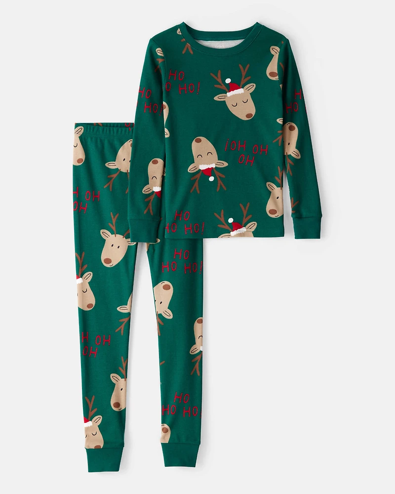 Kid Reindeer Snug Fit 2-Piece Pajamas - Green