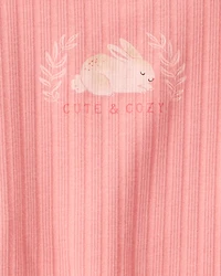 Toddler Girl 2-Piece Bunny Drop Needle Ribbed Pyjamas
