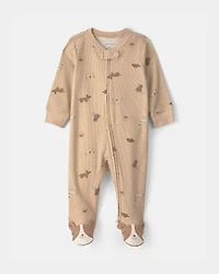 Baby Dog Cotton 2-Way Zip Sleeper - Brown