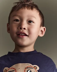 Toddler Boy Otter Long-Sleeve Relaxed Graphic Tee - Navy