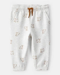 Baby Boy DayDream Fleece Bear Print Long-Sleeve Tee & Pant Set - Brown