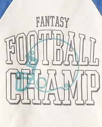 Boys Football Print 100% Cotton Long-Sleeve 4-Piece Pyjamas - White/Blue