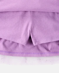 Kid 2-Piece Glitter Cat Tee & Tulle Tutu Skort Set
