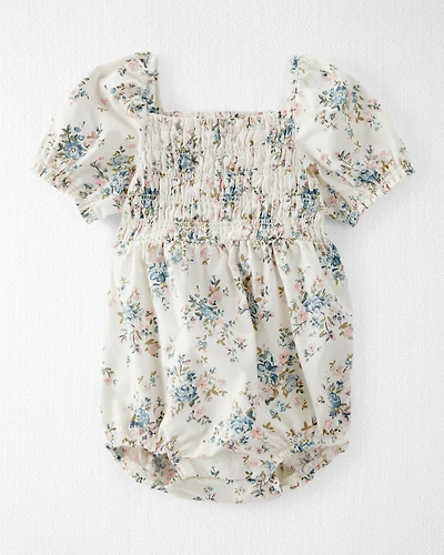 Baby Girl Floral-Print Linen Bubble Made with Organic Cotton