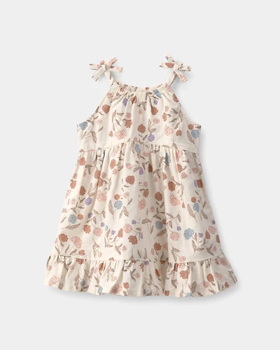 Baby Girl Floral Sleeveless Dress - White