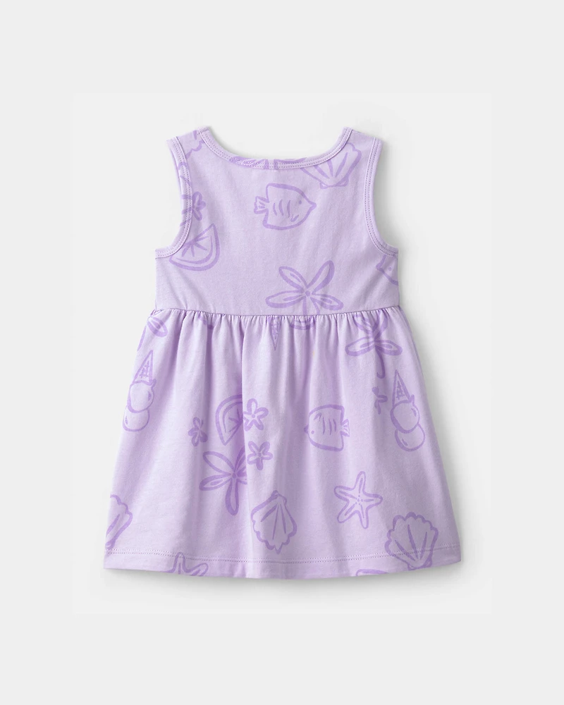 Baby Girl Sea Animal Sleeveless Dress - Purple