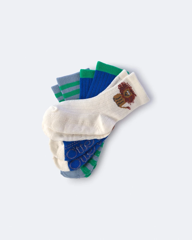 Toddler Boy 3-Pack Striped Lion Crew Socks