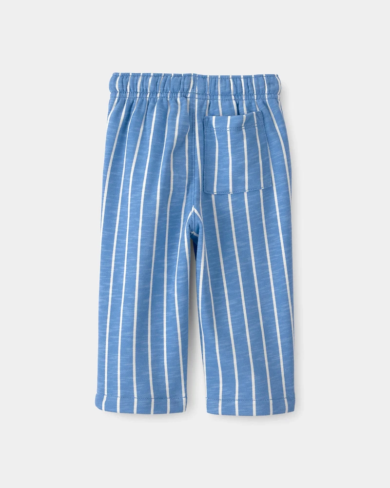 Baby Striped French Terry Pants - Blue/White