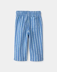 Baby Striped French Terry Pants - Blue/White