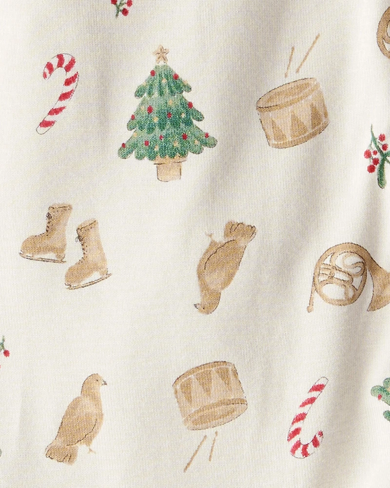 Baby Holiday Print PurelySoft Long-Sleeve Snug Fit 1-Piece pyjamas - White