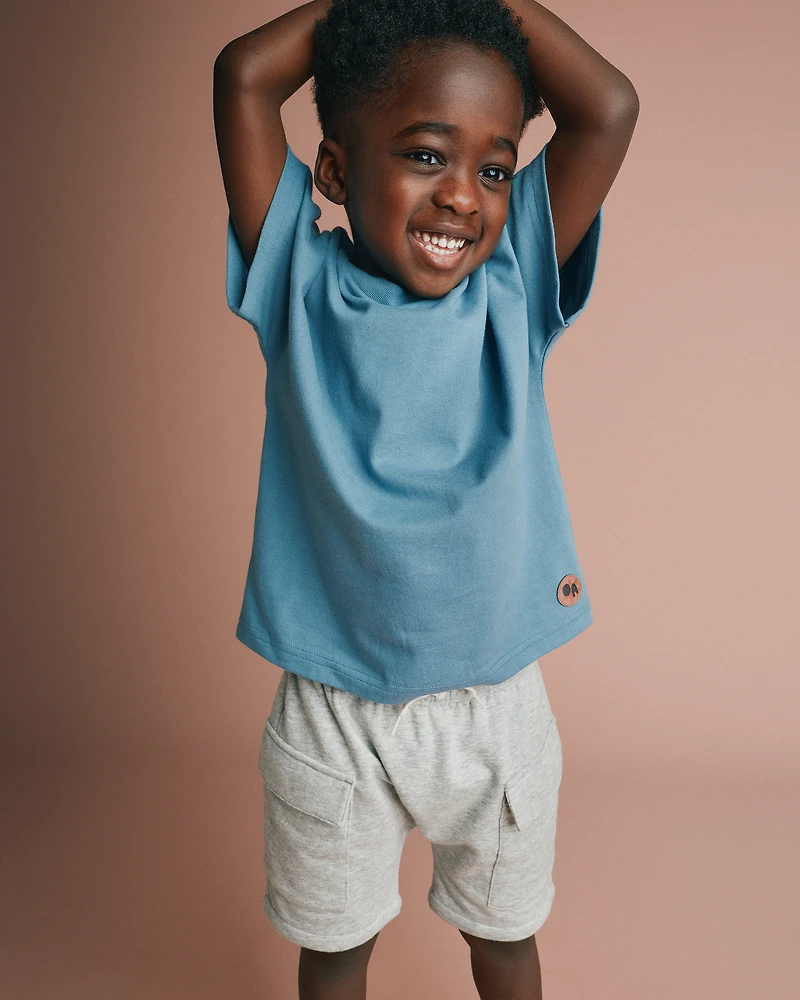 Toddler Boy French Terry Cargo Shorts - Heather Grey