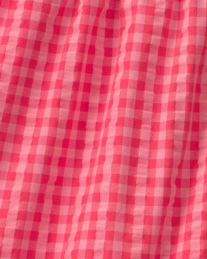 Girls Ruffle-Trim Gingham Shorts - Red