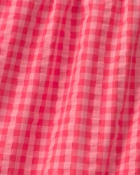 Girls Ruffle-Trim Gingham Shorts - Red