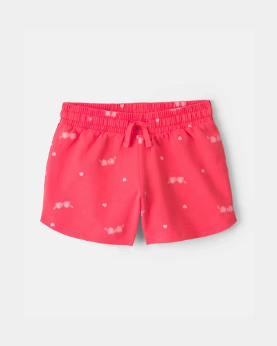 Girls Sunglasses French Terry Shorts - Coral