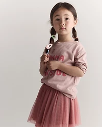 Toddler Girl I Wanna Go Outside Long-Sleeve Relaxed Graphic Tee - Light Pink