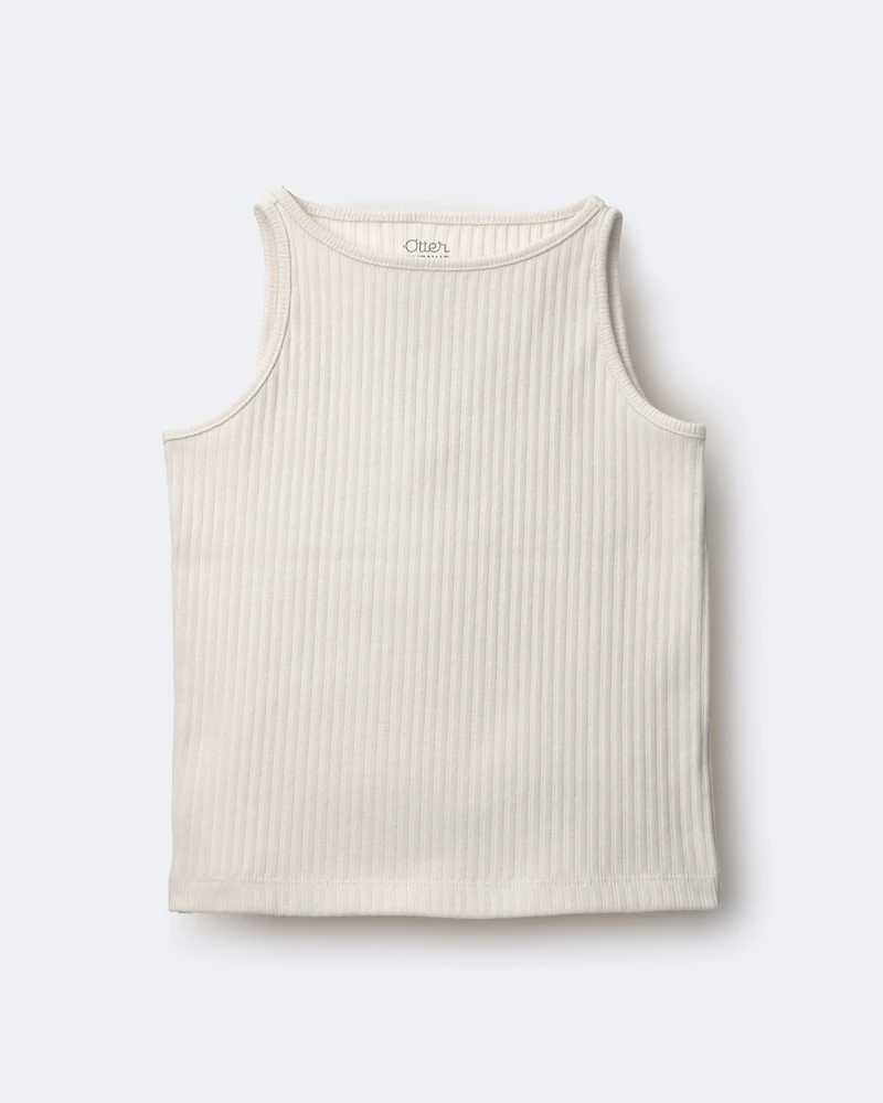 Toddler Girl Ribbed Playtime Tank - Cream