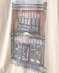 Girls 'New York City' Graphic Tee - Cream