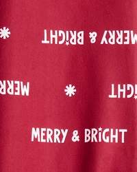 Kid Merry & Bright Christmas Print Loose Fit Pajama Bottoms - Red