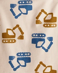 Toddler Boy Construction Print Long-Sleeve Graphic Tee - Beige