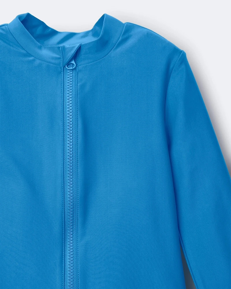Toddler Boy 'Vitamin Sea' Long-Sleeve 1-Piece Rashguard - Turquoise