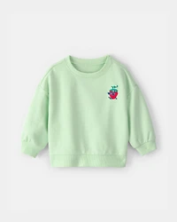 Baby Girl Strawberry French Terry Pullover Sweatshirt - Green