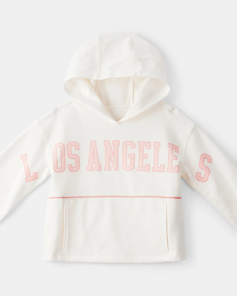 Girls Los Angeles Cotton Long-Sleeve Hoodie - Cream