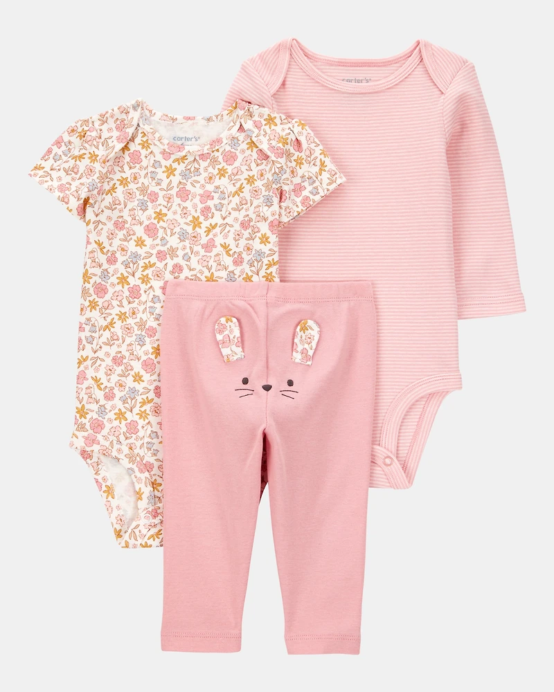 Baby Girl 3-Piece Floral Mouse Little Character Set