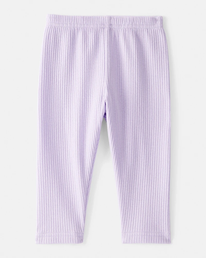 Baby Girl Pull-On Stretch Rib Leggings - Purple