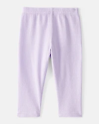 Baby Girl Pull-On Stretch Rib Leggings - Purple