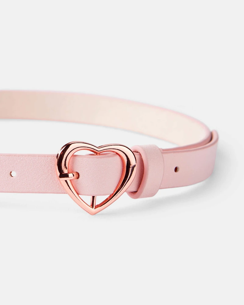 Girls Heart Buckle Belt - Pink