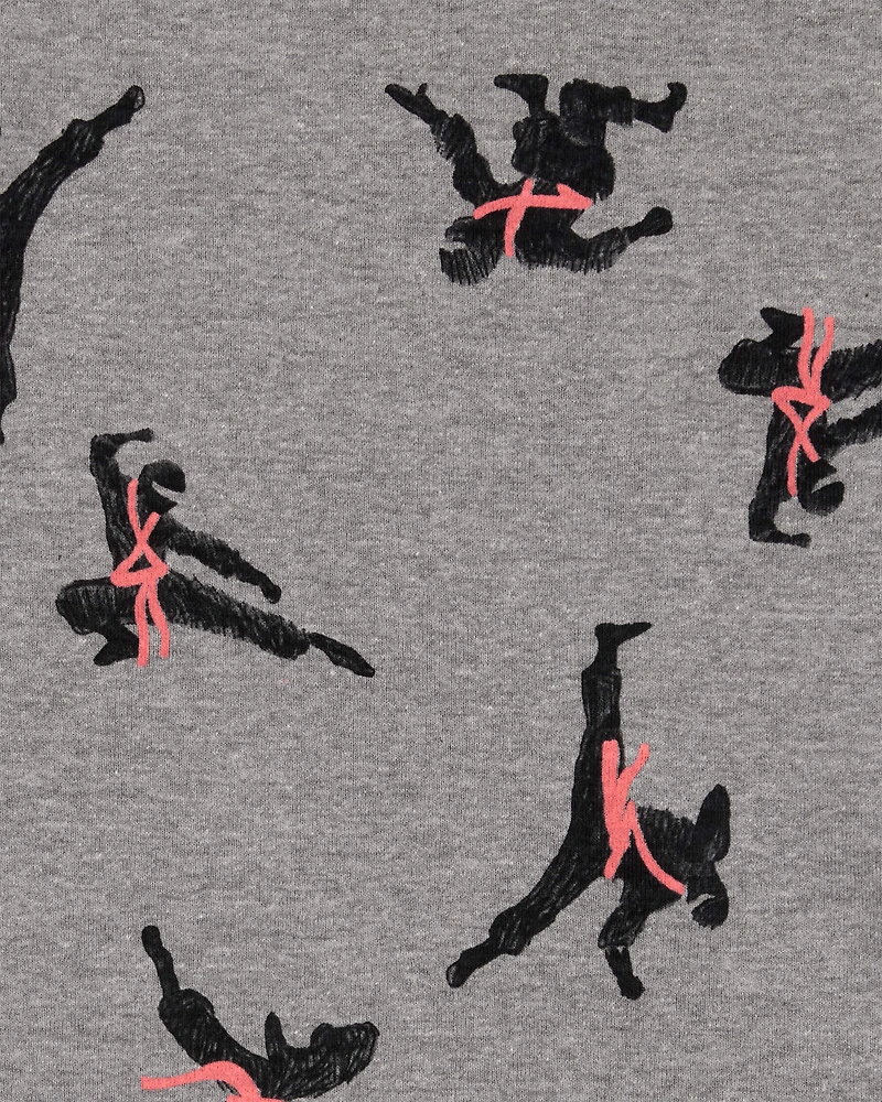 Kid Ninja Print Snug Fit Cotton 4-Piece Pyjamas