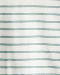 Baby Girl Striped Long-Sleeve Peplum Top - Green
