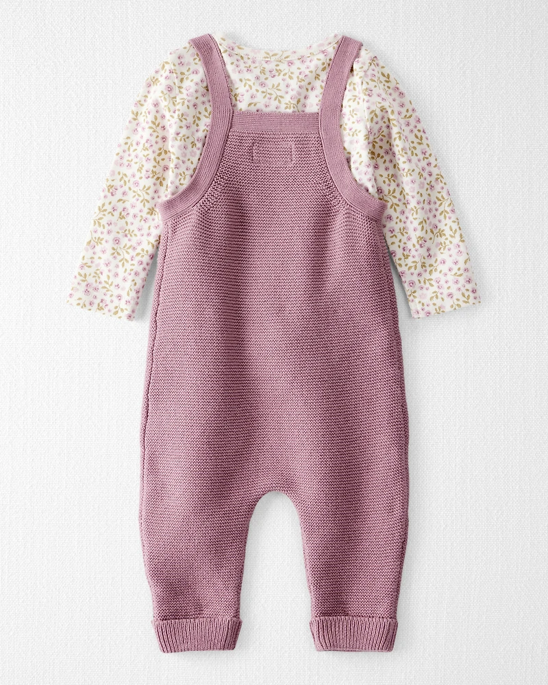 Baby Boy 2-Piece Organic Cotton Overall Set Floral Print