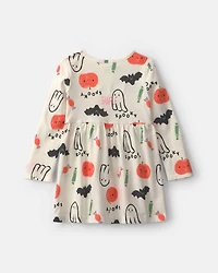 Toddler Girl Pumpkin Long-Sleeve Dress - Cream