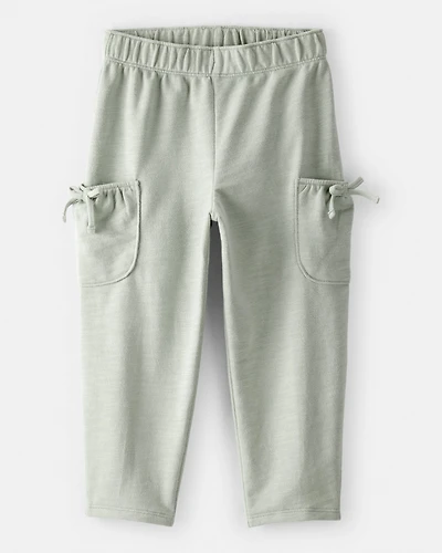 Toddler Girl Bow Pocket French Terry Pants - Green