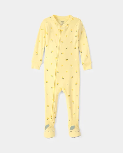 Toddler Lemon 100% Cotton Snug Fit 1-Piece Pyjama Set - Yellow