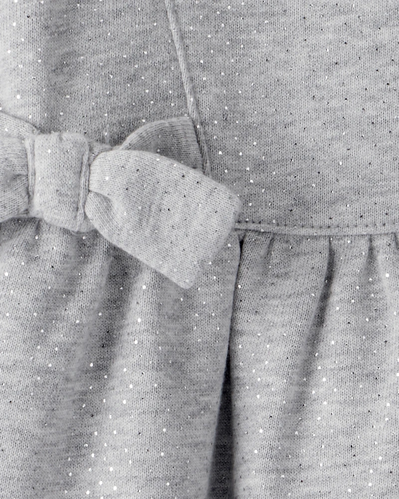 Baby Girl DayDream Fleece Bow Glitter Long-Sleeve Jumpsuit - Grey