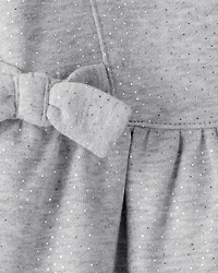 Baby Girl DayDream Fleece Bow Glitter Long-Sleeve Jumpsuit - Grey