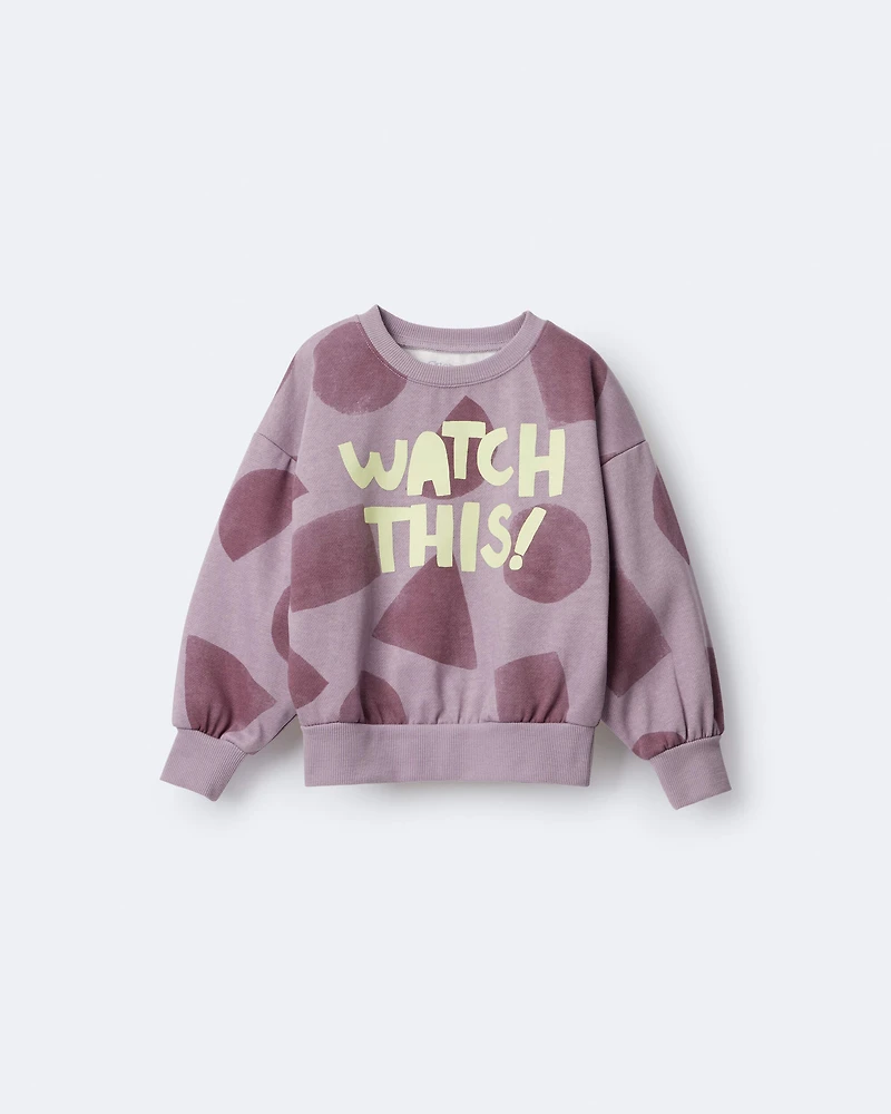 Toddler 'Watch This!' Shapes Dolman-Sleeve Sweatshirt - Mauve
