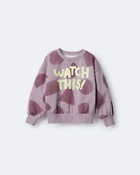 Toddler 'Watch This!' Shapes Dolman-Sleeve Sweatshirt - Mauve