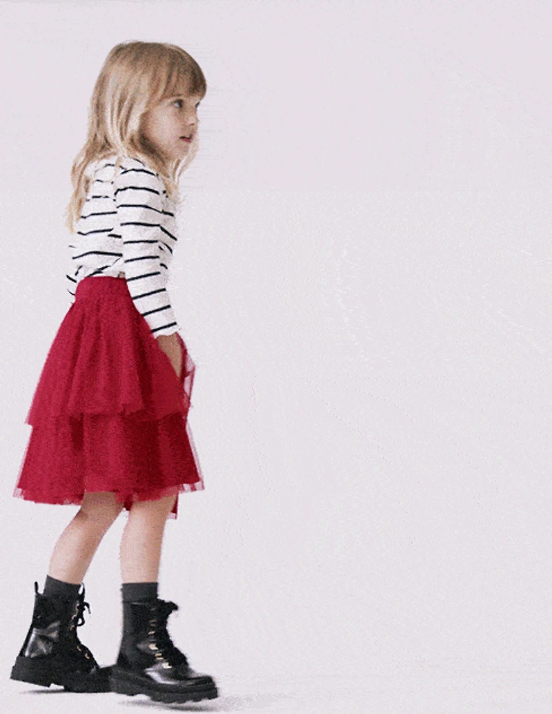 Toddler Girl Avenue Twirl™ Tiered Midi with Tulle - Red