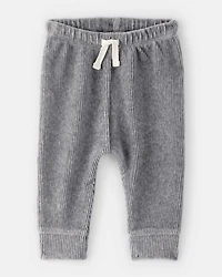 Baby Boy Ribbed Velour Pant - Dark Grey
